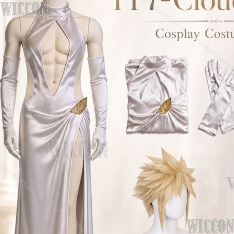 Evening Gown - FF7 Cosplay Cloud Hochgeschlitztes Hochzeitskleid Abendkleid
