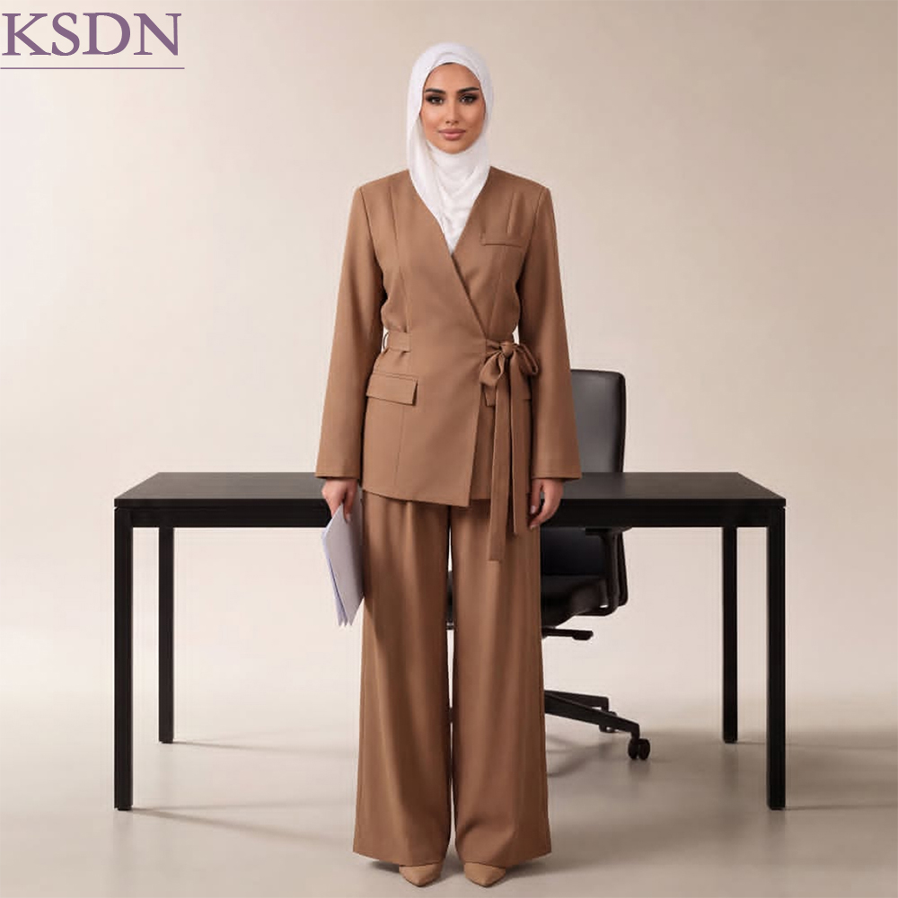Womens Blazer - Hijab-Büroanzug für Damen, eleganter, mit Gürtel
