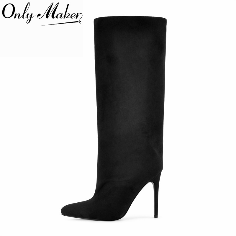 Formal Dress - Onlymaker Schwarze kniehohe Stiefel aus Wildlederimitat