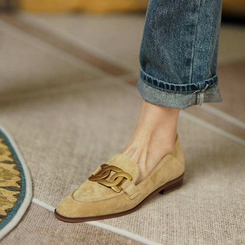 Womens Heels - Wildleder Leder Frauen Loafers Frühling/Herbst Niedrigen