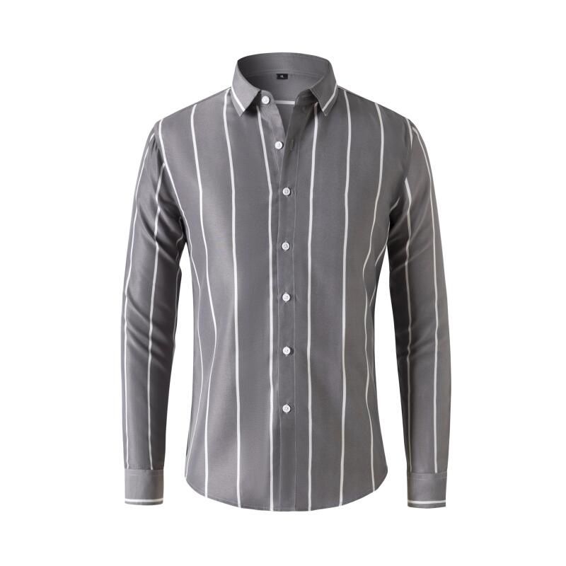 Formal Dress - Herren Gestreiftes Hemd Langarm Slim Fit