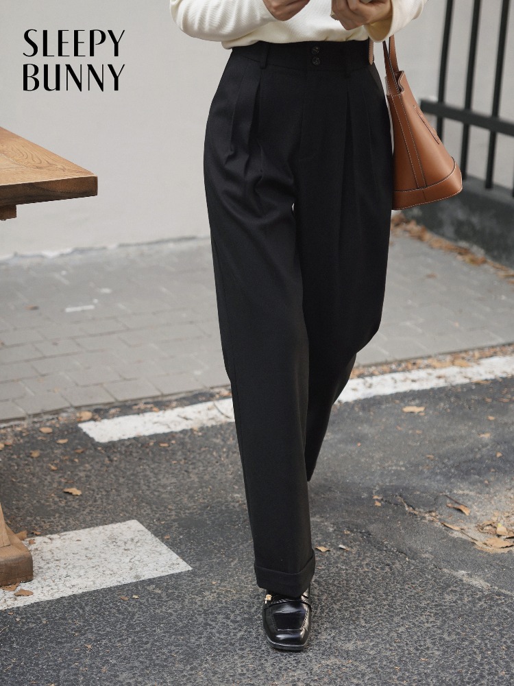 Tailored Trouser Wide - Wollähnliche Hose mit hoher Taille für