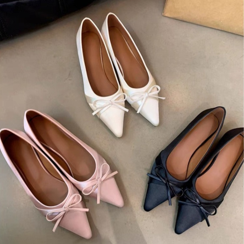 Womens Heels - Sommerliche neue Chiffon-Sandalen mit süßer Schleife
