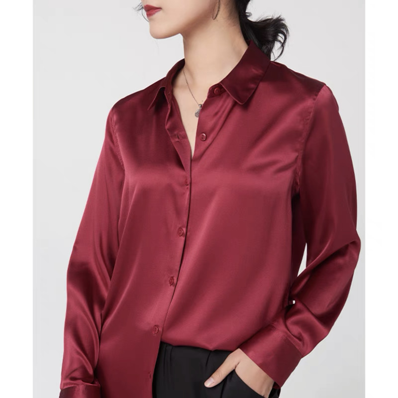 Elegante Satin Langarm Blusen  – Silk Blouse Bewertung und Preis
