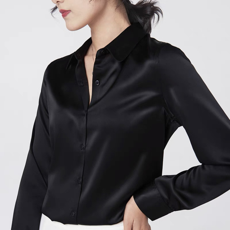 Elegante Satin Langarm Blusen  – Silk Blouse Bewertung und Preis