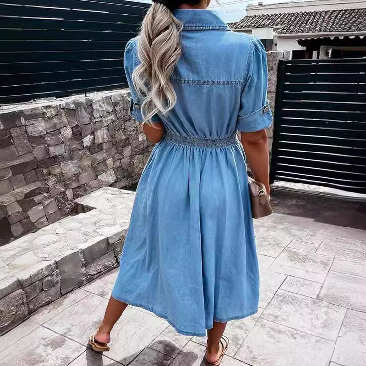 Damen Jeanshemdkleid in heller – Midi Dress Bewertung und Preis
