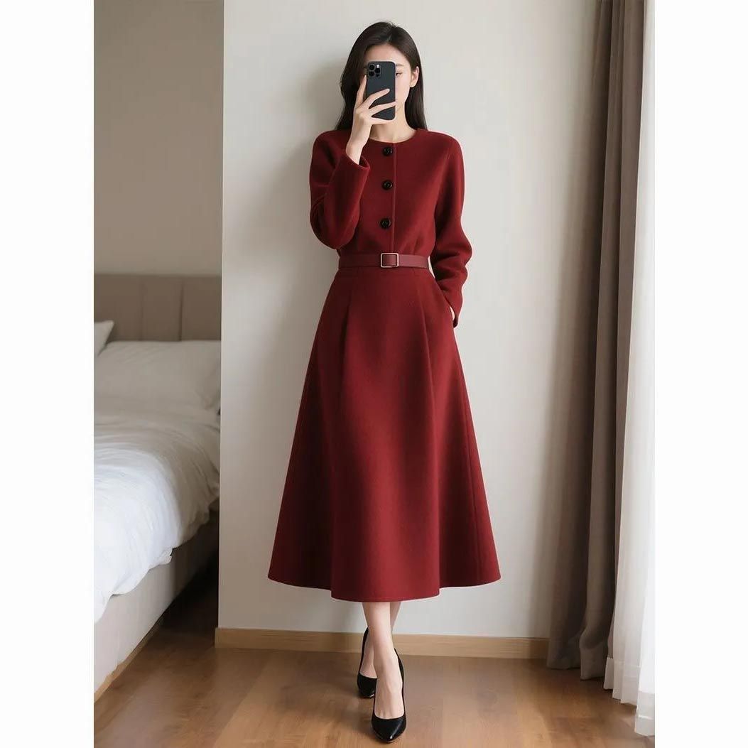 Rotes Retro-Kleid mit hochwert – Women'S Red Formal Wear Bewertung und Preis